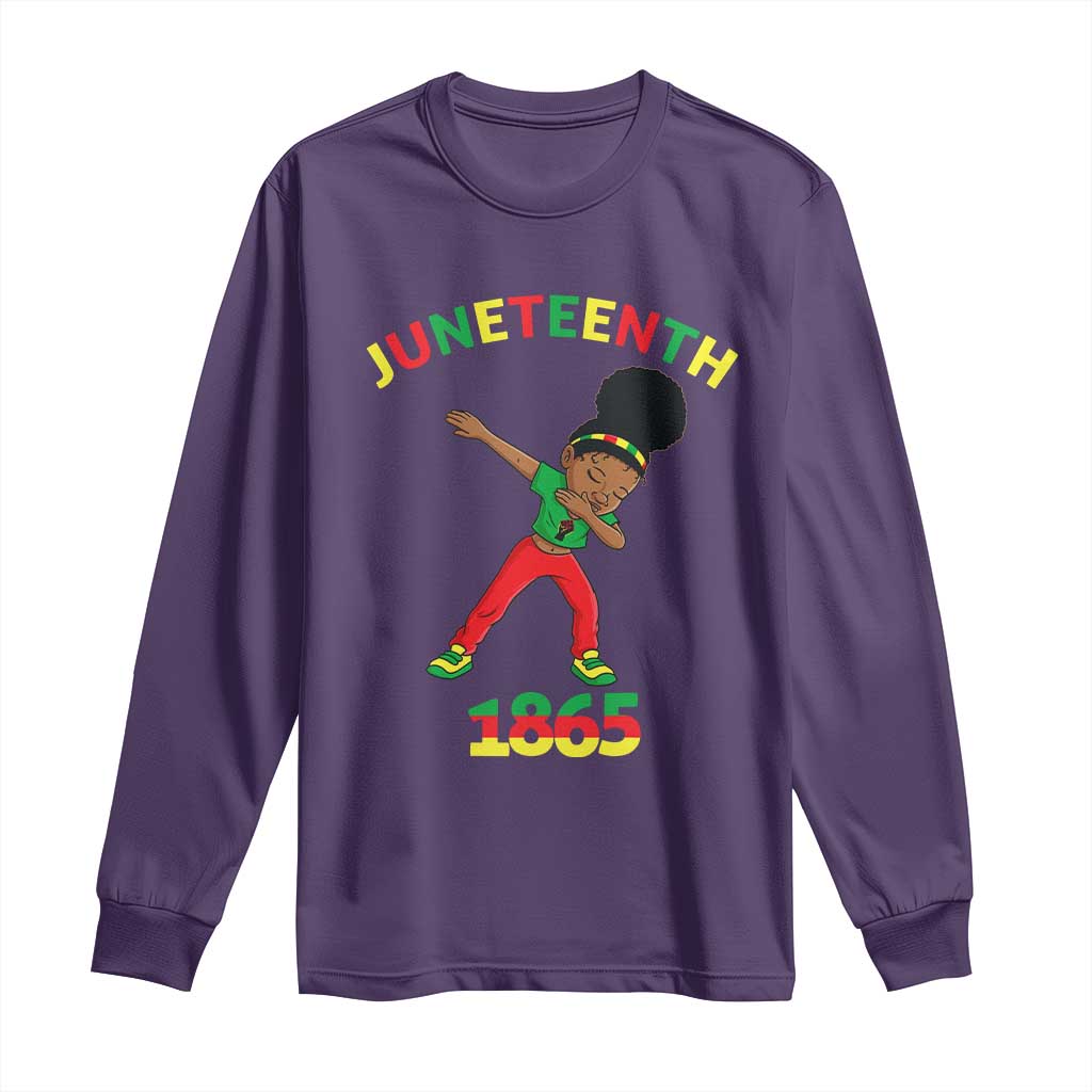 Funny Black History Long Sleeve Shirt Dabbing Black Princess Juneteenth 1865 TS01 Purple Print Your Wear