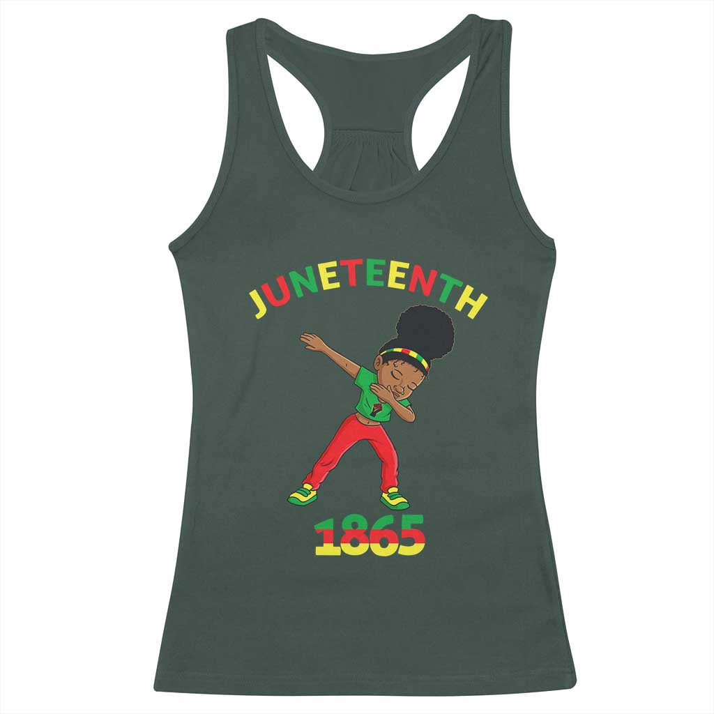Funny Black History Racerback Tank Top Dabbing Black Princess Juneteenth 1865 TS01 Dark Forest Green Print Your Wear