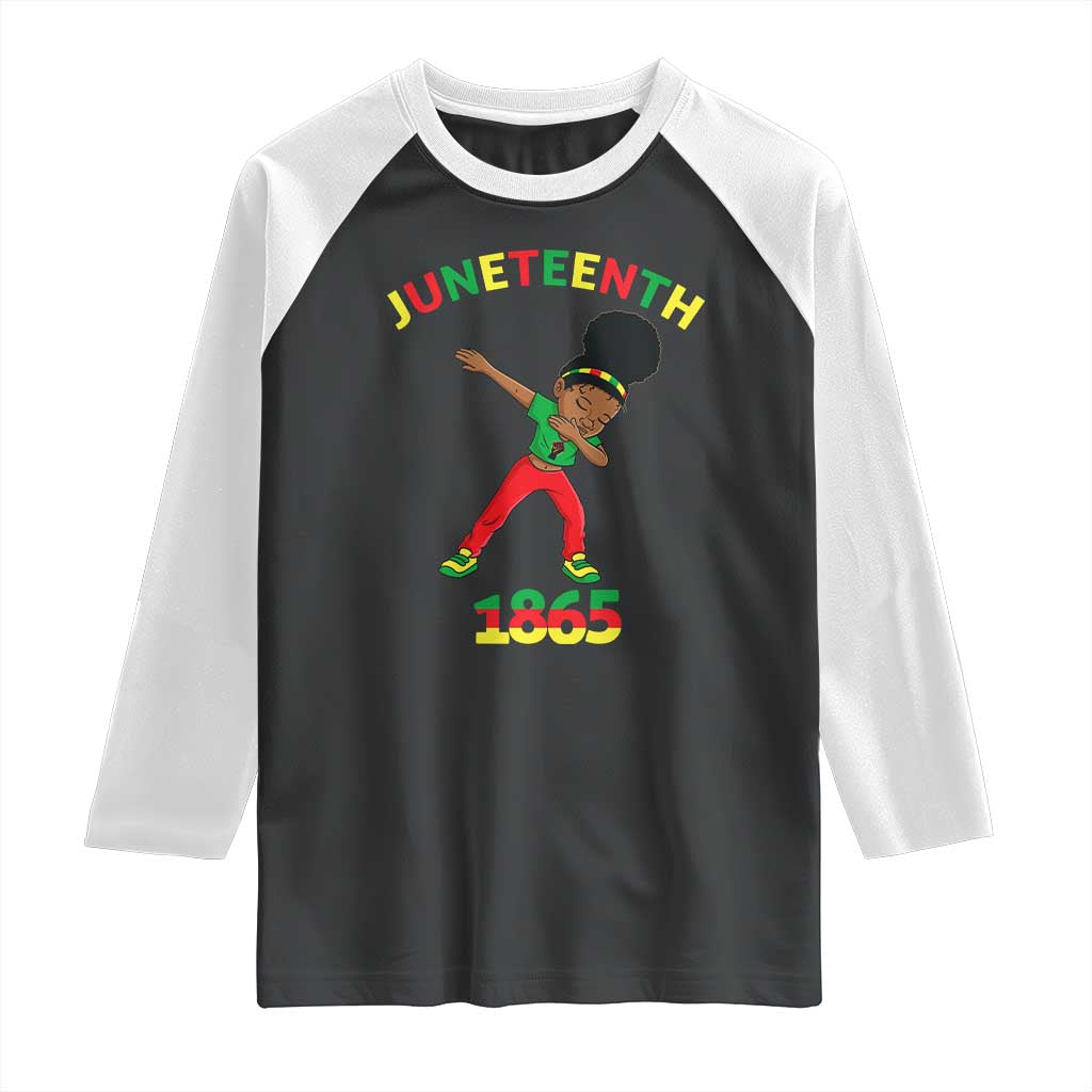 Funny Black History Raglan Shirt Dabbing Black Princess Juneteenth 1865 TS01 Black White Print Your Wear