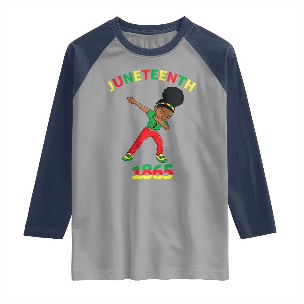 Funny Black History Raglan Shirt Dabbing Black Princess Juneteenth 1865 TS01 Sport Gray Navy Print Your Wear