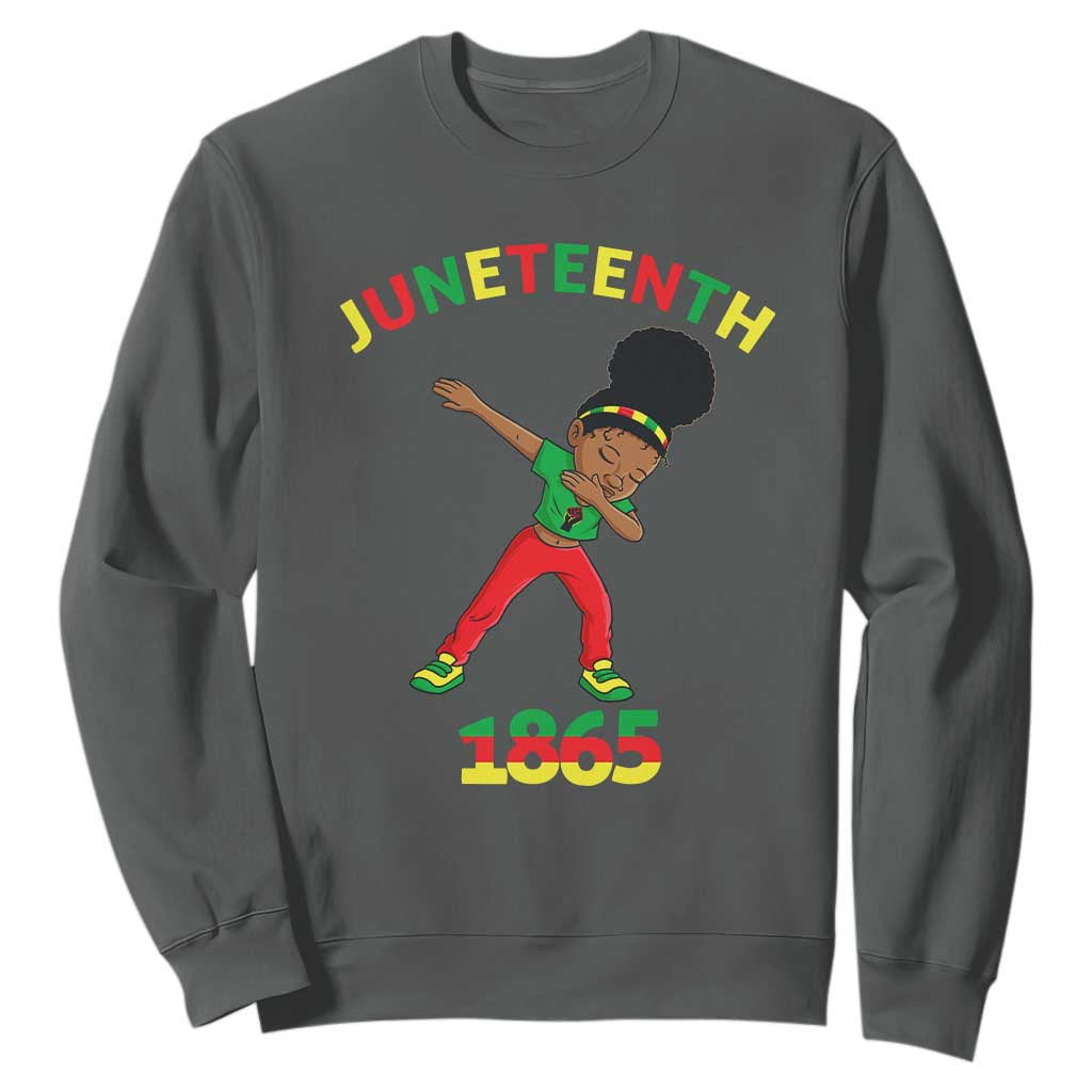 Funny Black History Sweatshirt Dabbing Black Princess Juneteenth 1865 TS01 Dark Heather Printyourwear
