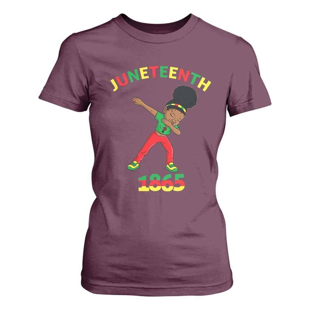 Funny Black History T Shirt For Women Dabbing Black Princess Juneteenth 1865 TS01 Maroon Print Your Wear