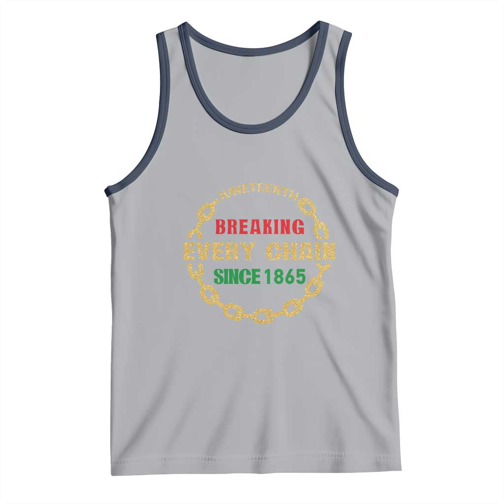 Juneteenth 1865 Tank Top Breaking Every Chain Black Freedom June 19th TS01 Athletic Heather Navy Print Your Wear