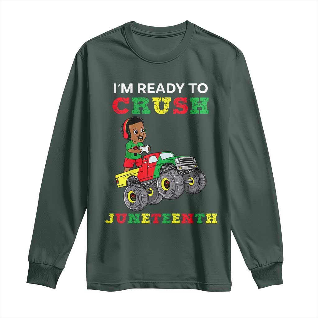 Black Boy Gamer Long Sleeve Shirt I'm Ready To Crush Juneteenth for Boys Toddler TS01 Dark Forest Green Print Your Wear