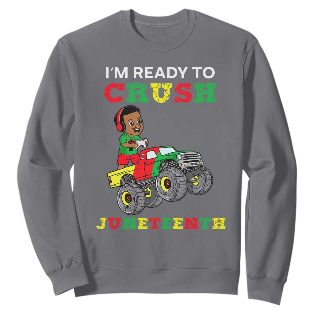 Kids I'm Ready To Crush Juneteenth Funny Gamer Sweatshirt For Boys Toddler TS01 Charcoal Printyourwear