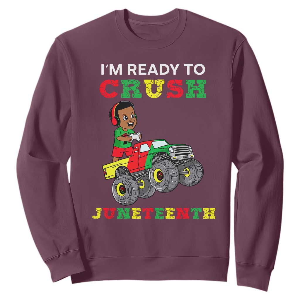 Kids I'm Ready To Crush Juneteenth Funny Gamer Sweatshirt For Boys Toddler TS01 Maroon Printyourwear
