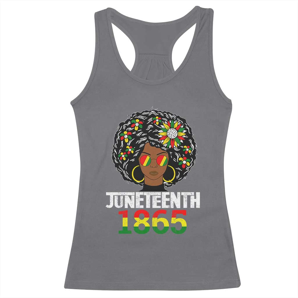 Afro Black Queen Juneteenth 1865 Racerback Tank Top TS01 Charcoal Print Your Wear