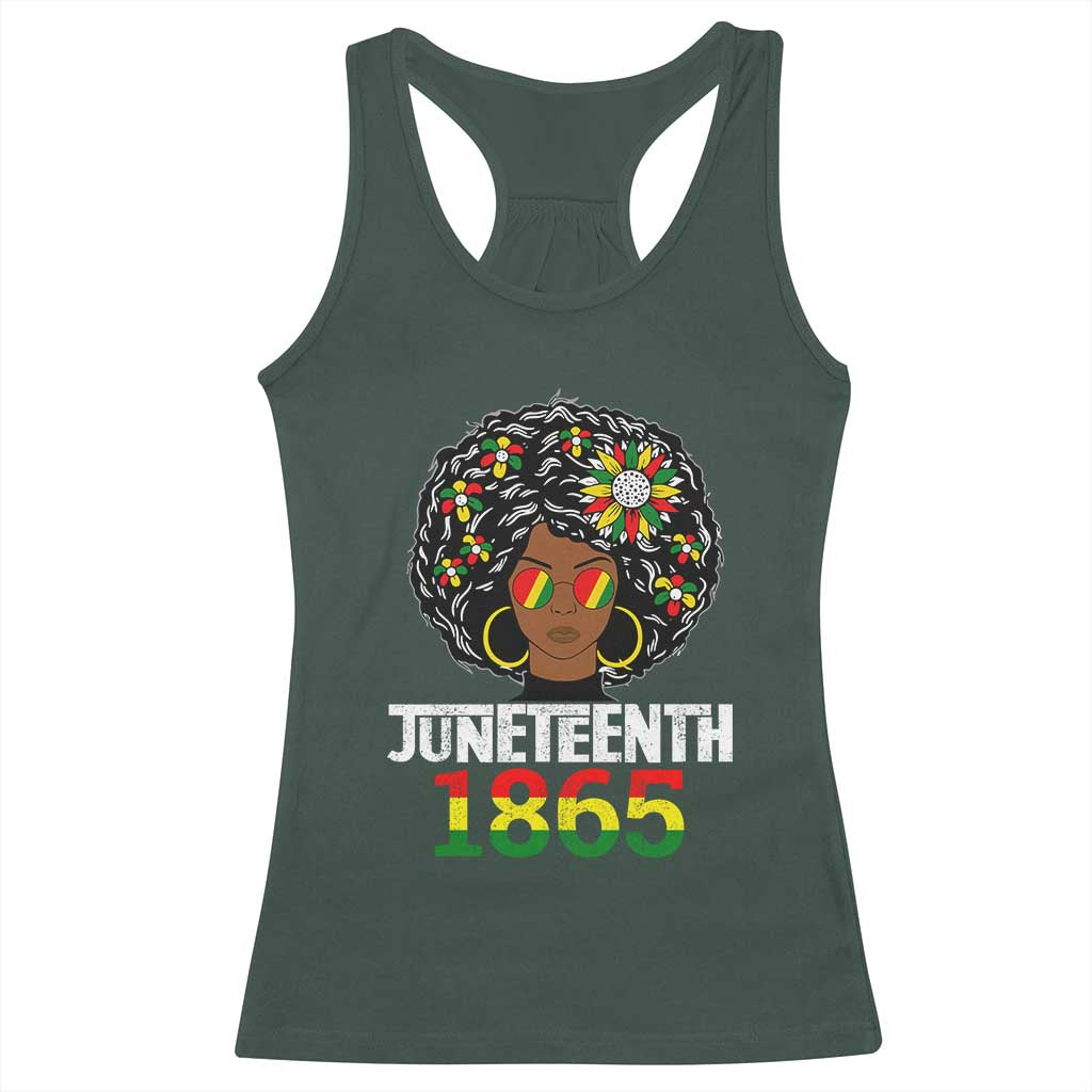 Afro Black Queen Juneteenth 1865 Racerback Tank Top TS01 Dark Forest Green Print Your Wear