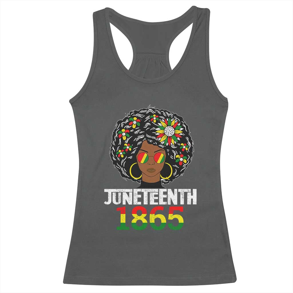 Afro Black Queen Juneteenth 1865 Racerback Tank Top TS01 Dark Heather Print Your Wear