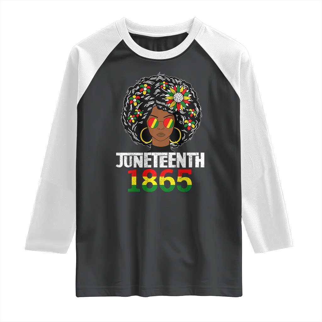 Afro Black Queen Juneteenth 1865 Raglan Shirt TS01 Black White Print Your Wear