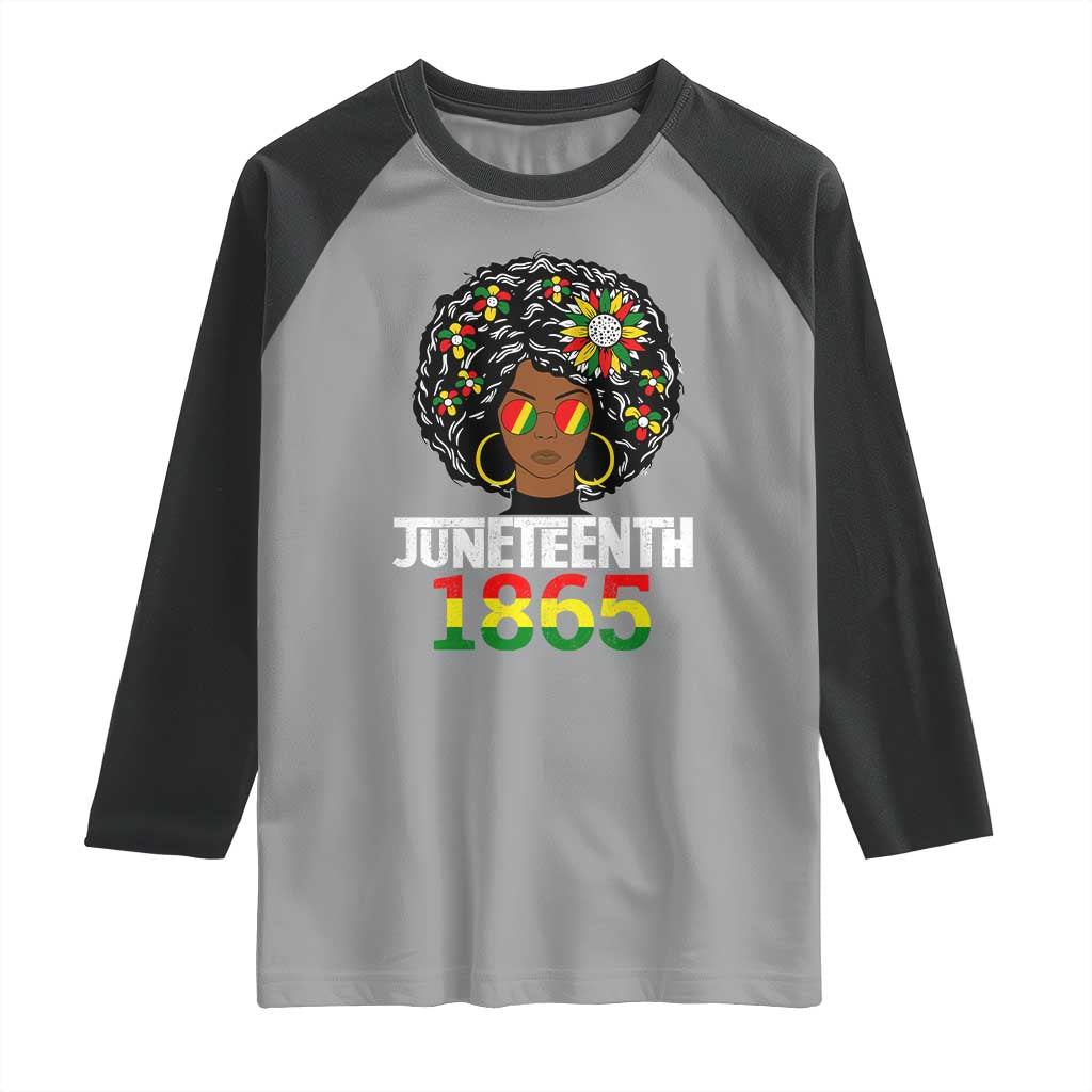 Afro Black Queen Juneteenth 1865 Raglan Shirt TS01 Sport Gray Black Print Your Wear
