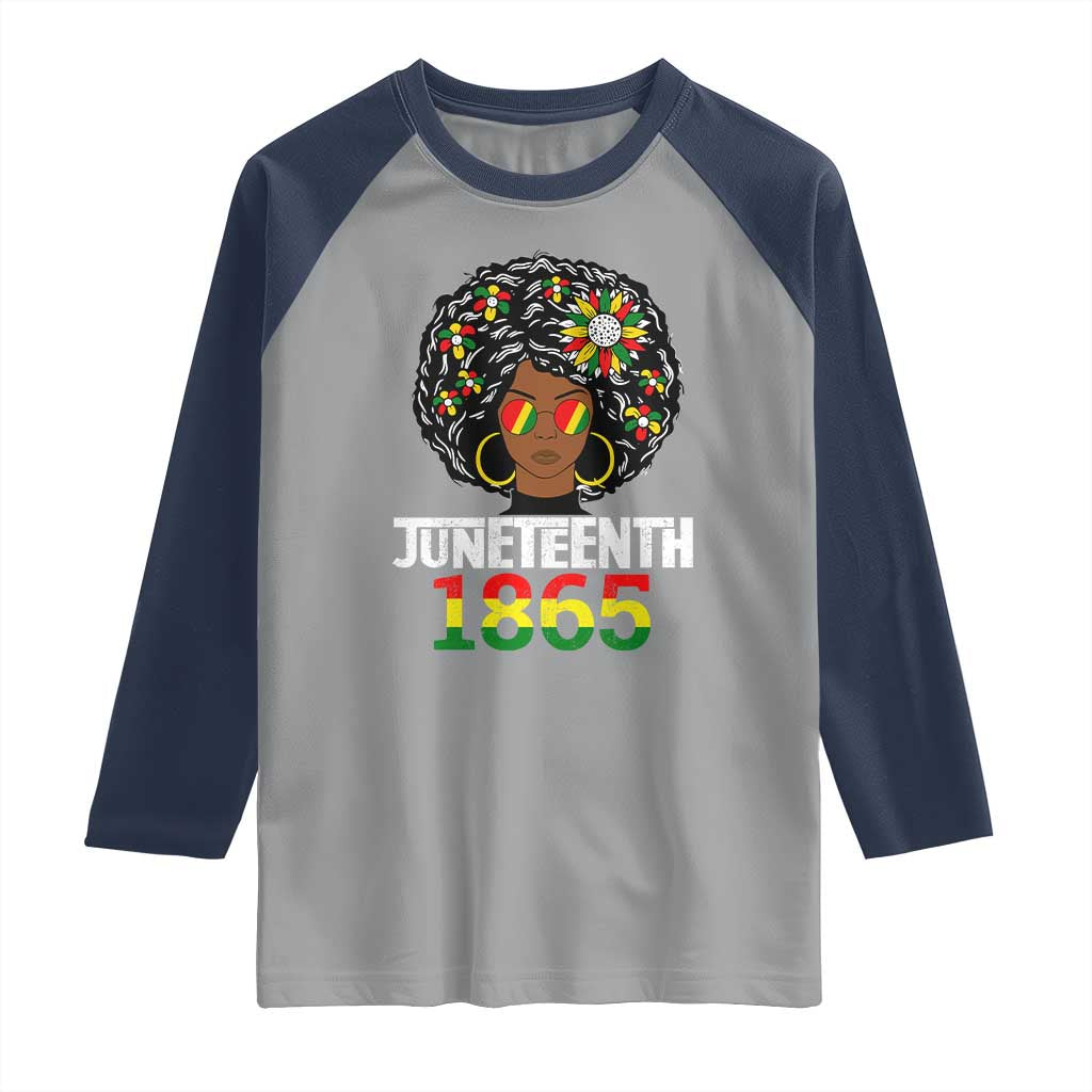 Afro Black Queen Juneteenth 1865 Raglan Shirt TS01 Sport Gray Navy Print Your Wear