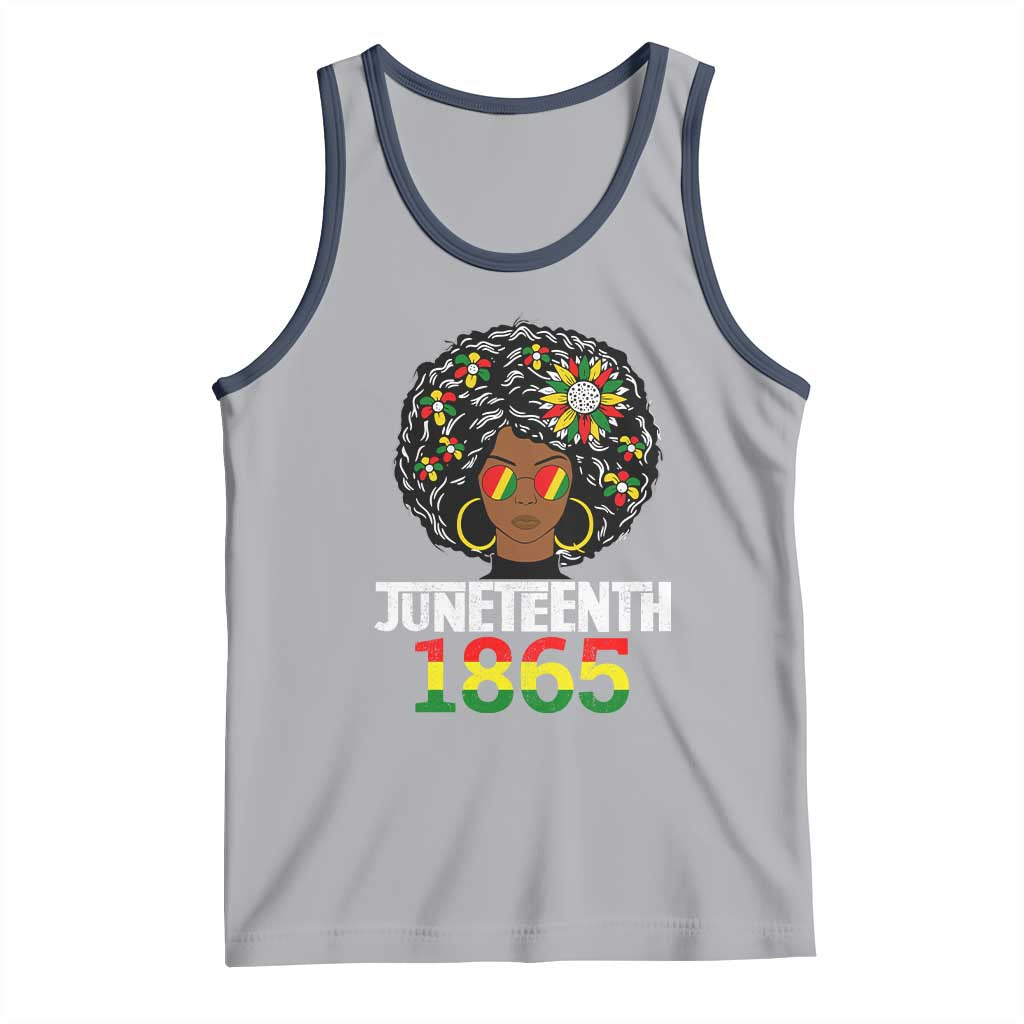 Afro Black Queen Juneteenth 1865 Tank Top TS01 Athletic Heather Navy Print Your Wear