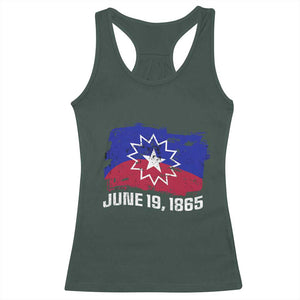Juneteenth Flag 1865 Racerback Tank Top Black Freedom Black History TS01 Dark Forest Green Print Your Wear
