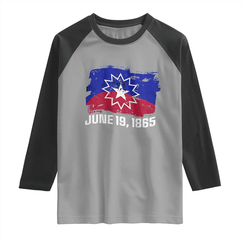 Juneteenth Flag 1865 Raglan Shirt Black Freedom Black History TS01 Sport Gray Black Print Your Wear
