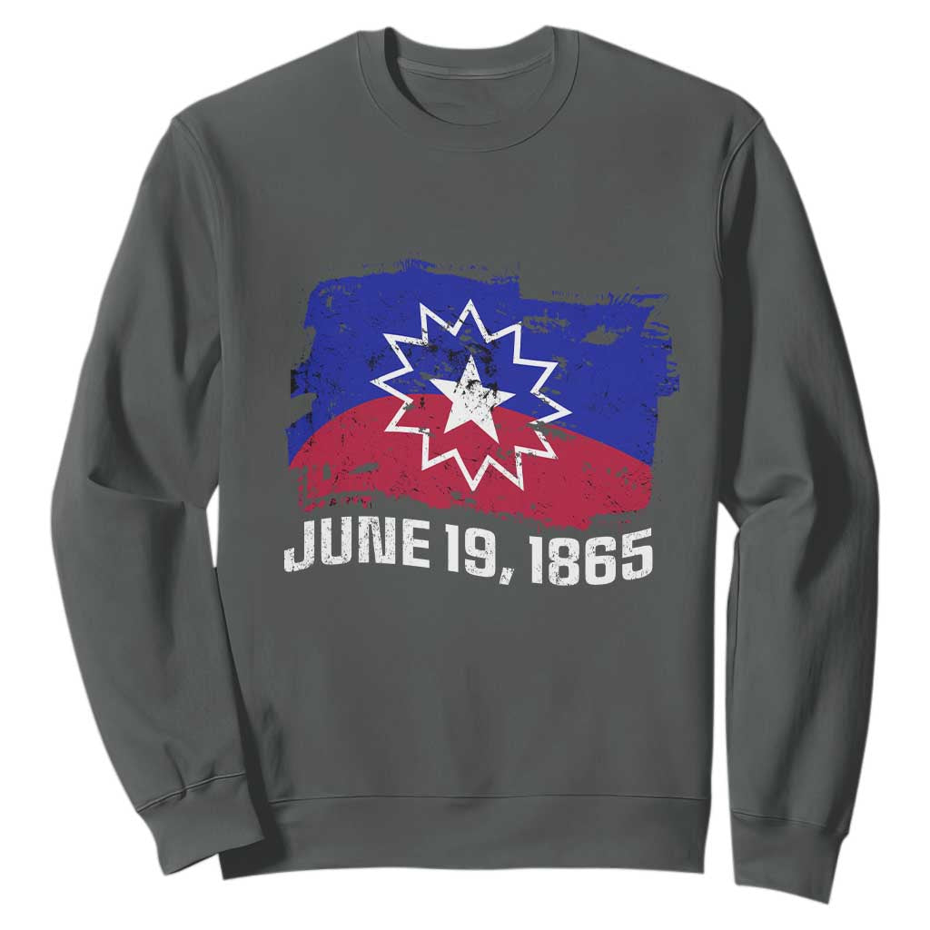 Juneteenth Flag Sweatshirt Black Freedom Black History TS01 Dark Heather Printyourwear