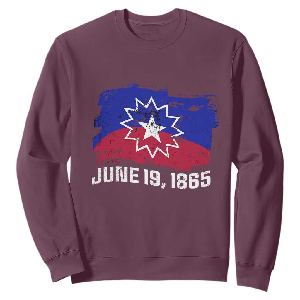 Juneteenth Flag Sweatshirt Black Freedom Black History TS01 Maroon Printyourwear