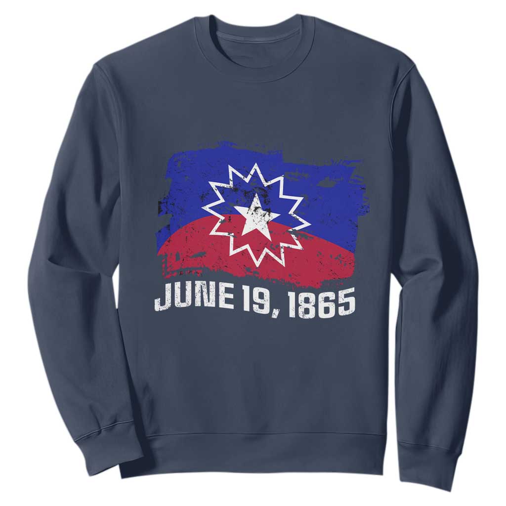 Juneteenth Flag Sweatshirt Black Freedom Black History TS01 Navy Printyourwear