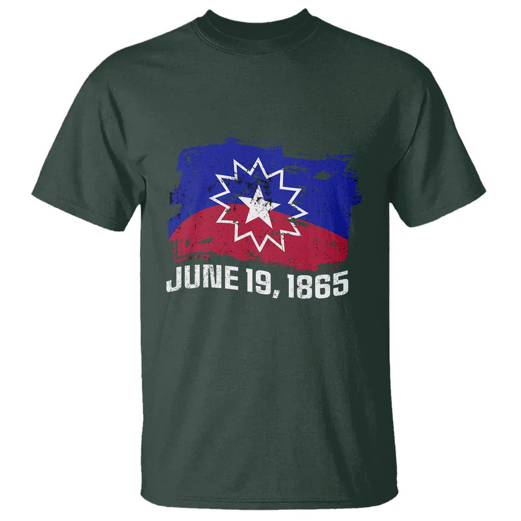 Juneteenth Flag T Shirt Black Freedom Black History TS01 Dark Forest Green Printyourwear
