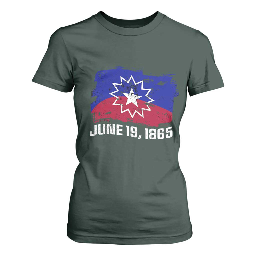 Juneteenth Flag 1865 T Shirt For Women Black Freedom Black History TS01 Dark Forest Green Print Your Wear