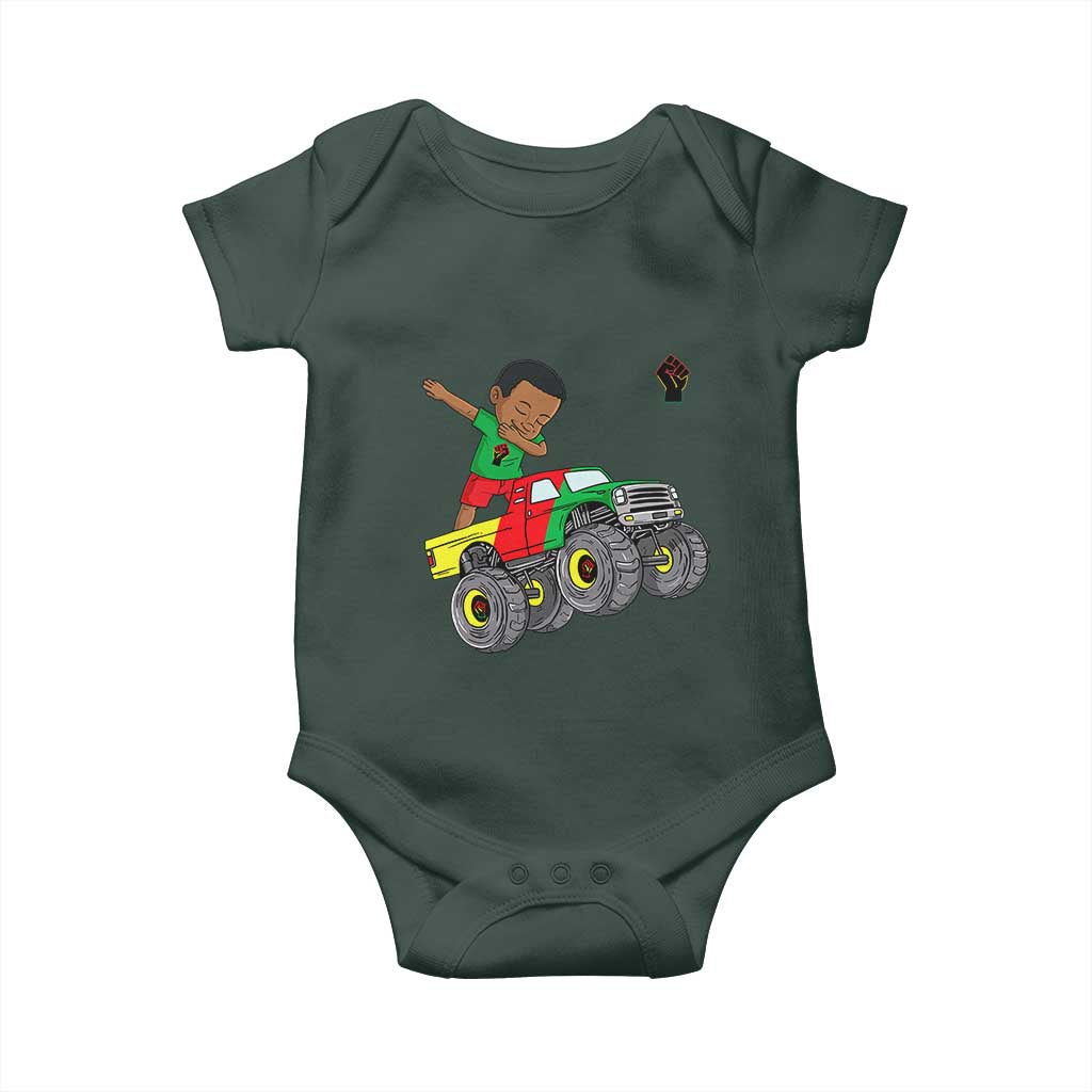 Funny Black History Baby Onesie African Kids Dabbing Black King In Monster Truck TS01 Print Your Wear