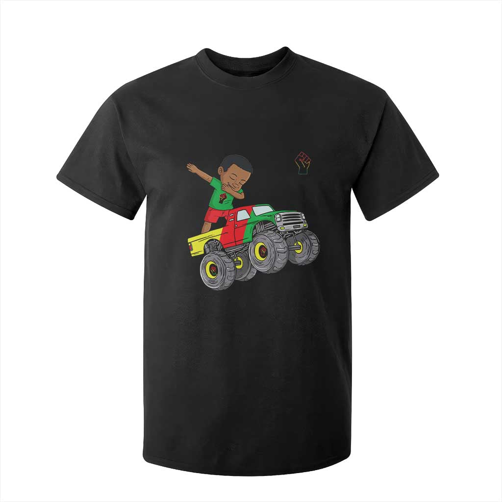 Funny Black History T Shirt For Kid African Kids Dabbing Black King In Monster Truck TS01 Black Print Your Wear