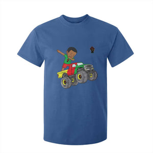 Funny Black History T Shirt For Kid African Kids Dabbing Black King In Monster Truck TS01 Royal Blue Print Your Wear
