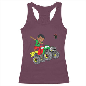 Funny Black History Racerback Tank Top African Kids Dabbing Black King In Monster Truck TS01 Maroon Print Your Wear