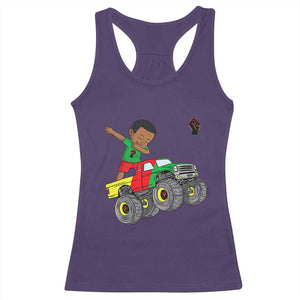 Funny Black History Racerback Tank Top African Kids Dabbing Black King In Monster Truck TS01 Purple Print Your Wear