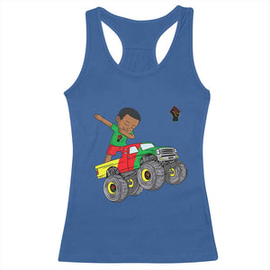 Funny Black History Racerback Tank Top African Kids Dabbing Black King In Monster Truck TS01 Royal Blue Print Your Wear