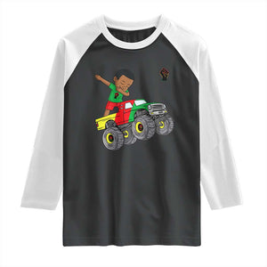 Funny Black History Raglan Shirt African Kids Dabbing Black King In Monster Truck TS01 Black White Print Your Wear