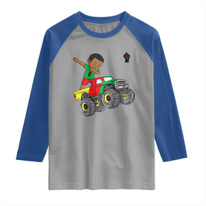 Funny Black History Raglan Shirt African Kids Dabbing Black King In Monster Truck TS01 Sport Gray Royal Print Your Wear