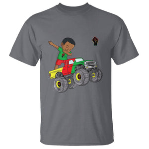 Funny Black History T Shirt African Kids Dabbing Black King In Monster Truck TS01 Charcoal Printyourwear