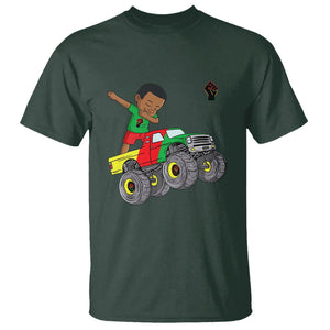 Funny Black History T Shirt African Kids Dabbing Black King In Monster Truck TS01 Dark Forest Green Printyourwear