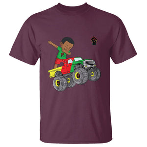 Funny Black History T Shirt African Kids Dabbing Black King In Monster Truck TS01 Maroon Printyourwear