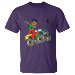 Funny Black History T Shirt African Kids Dabbing Black King In Monster Truck TS01 Purple Printyourwear