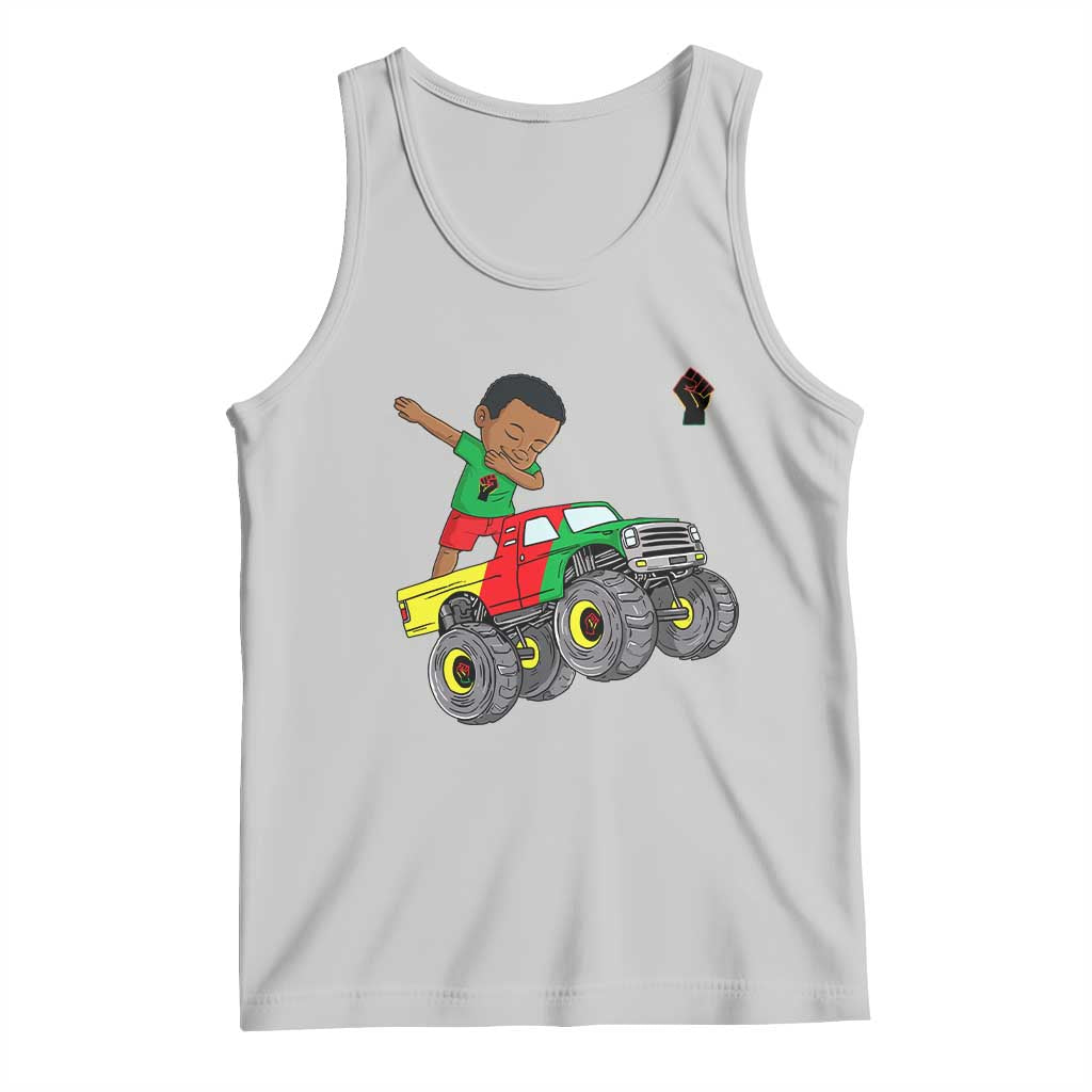 Funny Black History Tank Top African Kids Dabbing Black King In Monster Truck TS01 Ash Print Your Wear