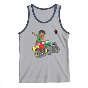 Funny Black History Tank Top African Kids Dabbing Black King In Monster Truck TS01 Athletic Heather Navy Print Your Wear