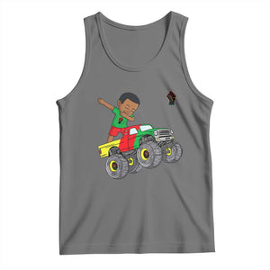 Funny Black History Tank Top African Kids Dabbing Black King In Monster Truck TS01 Black Heather Print Your Wear