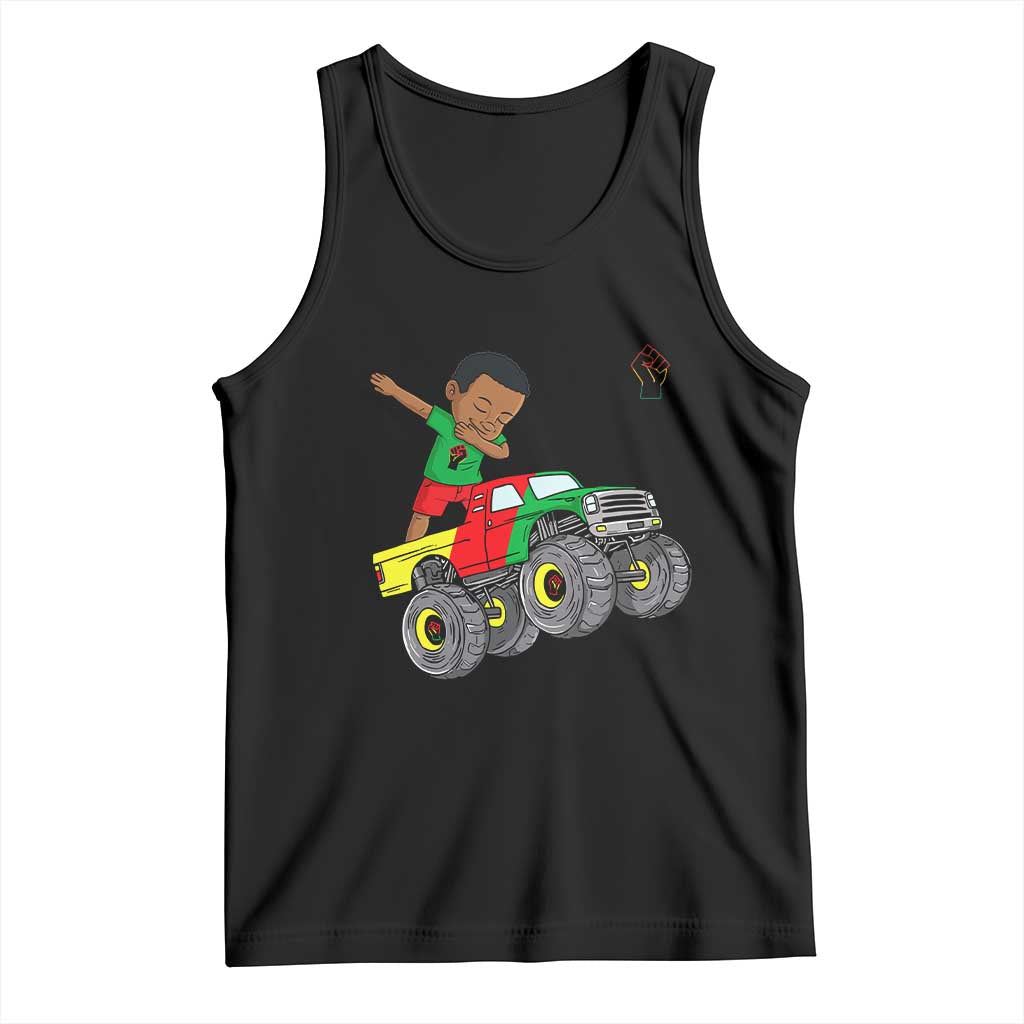 Funny Black History Tank Top African Kids Dabbing Black King In Monster Truck TS01 Black Print Your Wear