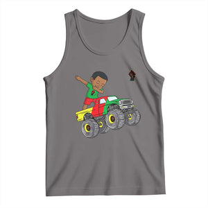Funny Black History Tank Top African Kids Dabbing Black King In Monster Truck TS01 Deep Heather Print Your Wear