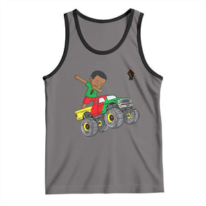 Funny Black History Tank Top African Kids Dabbing Black King In Monster Truck TS01 Deep Heather Black Print Your Wear