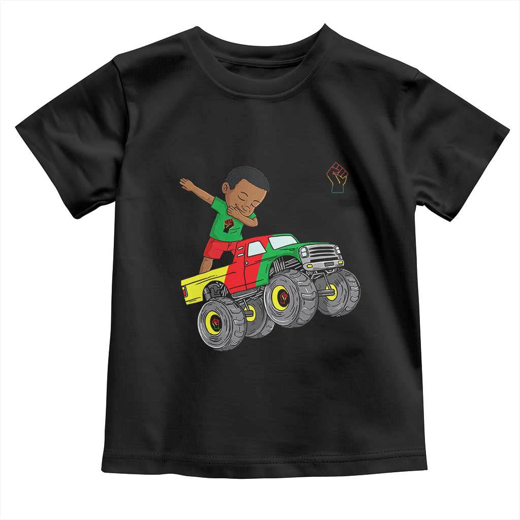 Funny Black History Toddler T Shirt African Kids Dabbing Black King In Monster Truck TS01 Black Print Your Wear