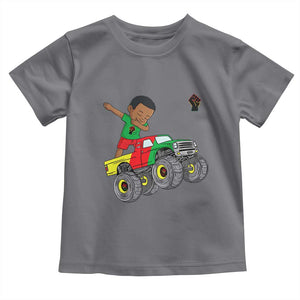 Funny Black History Toddler T Shirt African Kids Dabbing Black King In Monster Truck TS01 Charcoal Print Your Wear