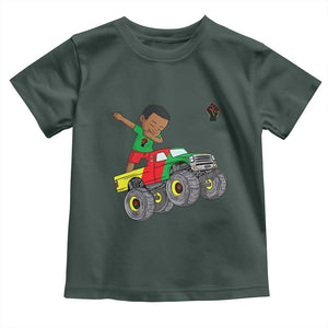 Funny Black History Toddler T Shirt African Kids Dabbing Black King In Monster Truck TS01 Dark Forest Green Print Your Wear
