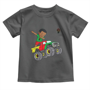 Funny Black History Toddler T Shirt African Kids Dabbing Black King In Monster Truck TS01 Dark Heather Print Your Wear