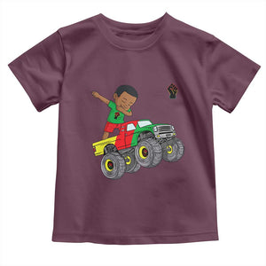 Funny Black History Toddler T Shirt African Kids Dabbing Black King In Monster Truck TS01 Maroon Print Your Wear