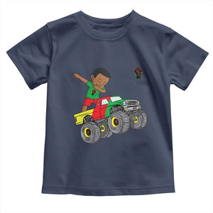 Funny Black History Toddler T Shirt African Kids Dabbing Black King In Monster Truck TS01 Navy Print Your Wear