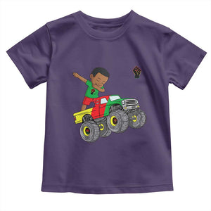 Funny Black History Toddler T Shirt African Kids Dabbing Black King In Monster Truck TS01 Purple Print Your Wear