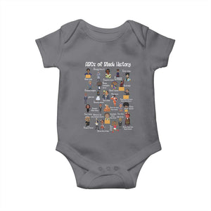 ABCs of Black History Pride Baby Onesie Juneteenth Black Freedom TS01 Charcoal Print Your Wear